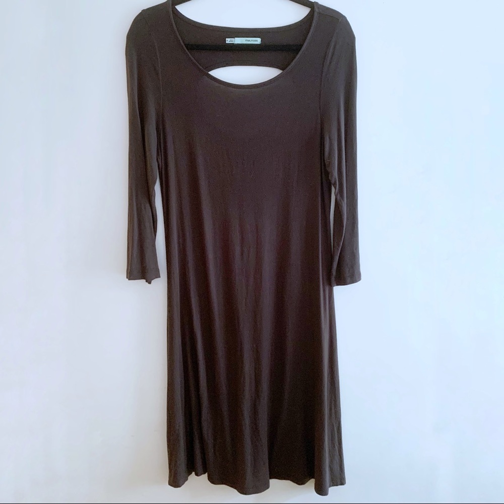 👛2for$20 Black Long Sleeve Midi Scoop Neck Dress